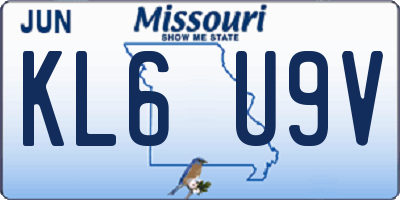 MO license plate KL6U9V