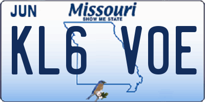 MO license plate KL6V0E