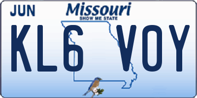 MO license plate KL6V0Y