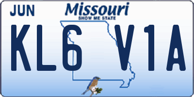 MO license plate KL6V1A
