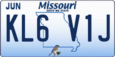 MO license plate KL6V1J