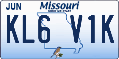 MO license plate KL6V1K