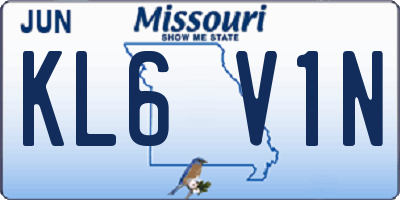 MO license plate KL6V1N