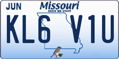 MO license plate KL6V1U