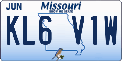 MO license plate KL6V1W