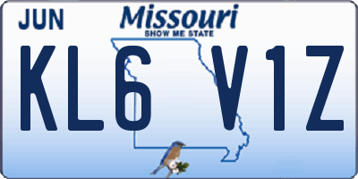 MO license plate KL6V1Z