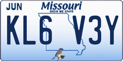 MO license plate KL6V3Y