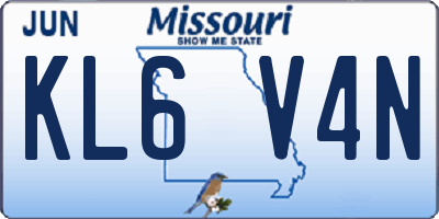 MO license plate KL6V4N