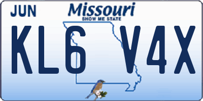 MO license plate KL6V4X