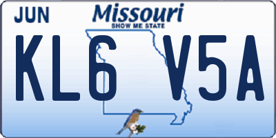 MO license plate KL6V5A