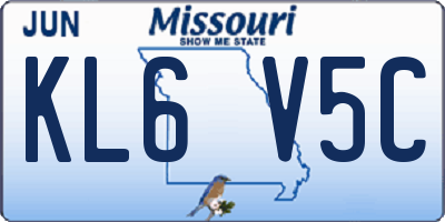 MO license plate KL6V5C
