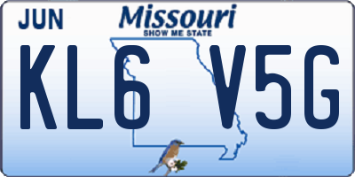 MO license plate KL6V5G