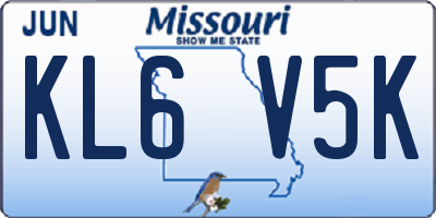 MO license plate KL6V5K
