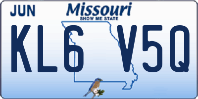 MO license plate KL6V5Q