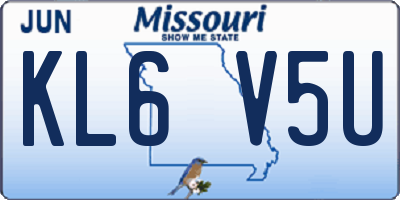 MO license plate KL6V5U