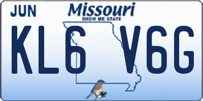 MO license plate KL6V6G
