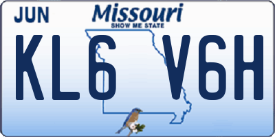 MO license plate KL6V6H