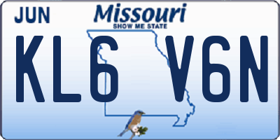 MO license plate KL6V6N