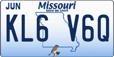MO license plate KL6V6Q
