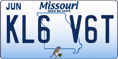 MO license plate KL6V6T
