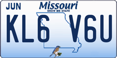 MO license plate KL6V6U