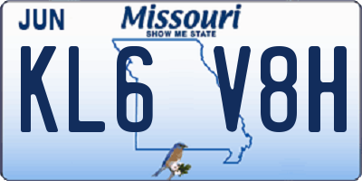 MO license plate KL6V8H