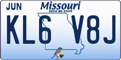 MO license plate KL6V8J
