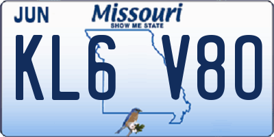 MO license plate KL6V8O