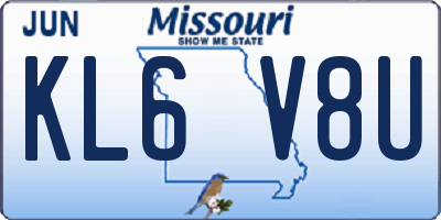 MO license plate KL6V8U