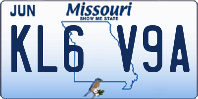 MO license plate KL6V9A