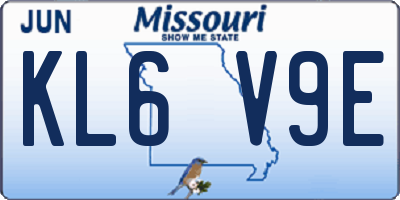 MO license plate KL6V9E