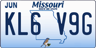 MO license plate KL6V9G