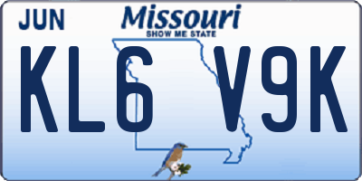 MO license plate KL6V9K