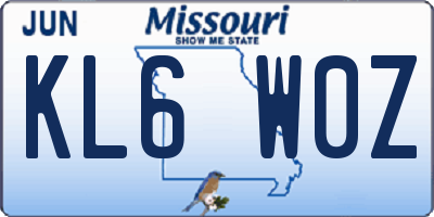 MO license plate KL6W0Z