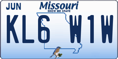 MO license plate KL6W1W