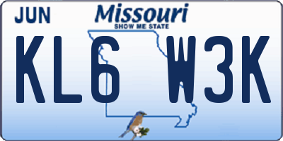 MO license plate KL6W3K