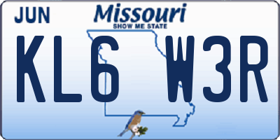 MO license plate KL6W3R