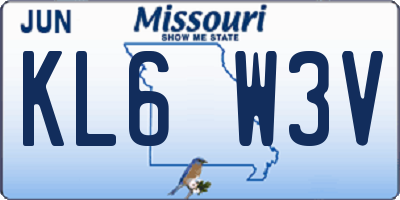 MO license plate KL6W3V