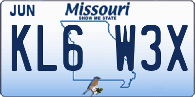 MO license plate KL6W3X