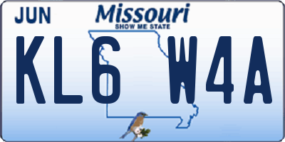 MO license plate KL6W4A