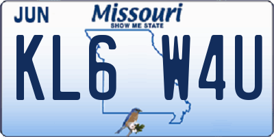 MO license plate KL6W4U