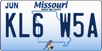 MO license plate KL6W5A