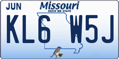MO license plate KL6W5J