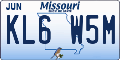 MO license plate KL6W5M