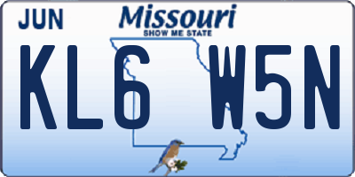 MO license plate KL6W5N