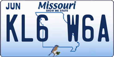 MO license plate KL6W6A
