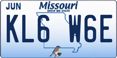 MO license plate KL6W6E