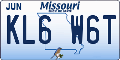 MO license plate KL6W6T