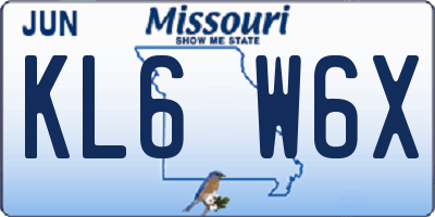 MO license plate KL6W6X