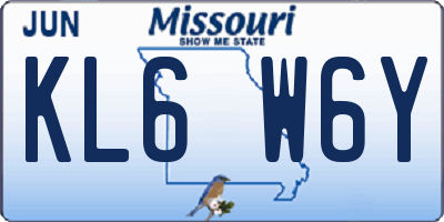 MO license plate KL6W6Y